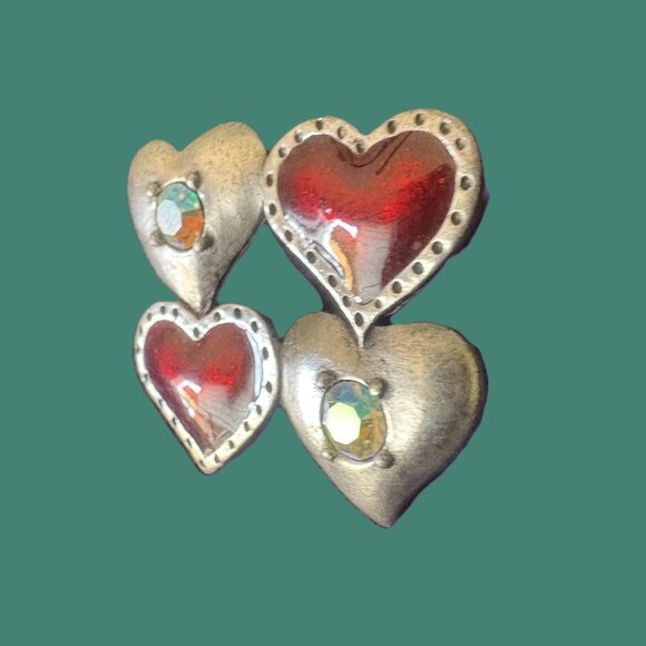 Vintage AJMC Heart Brooch Silver Hardware Highly Collectible EUC - Picture 3 of 11